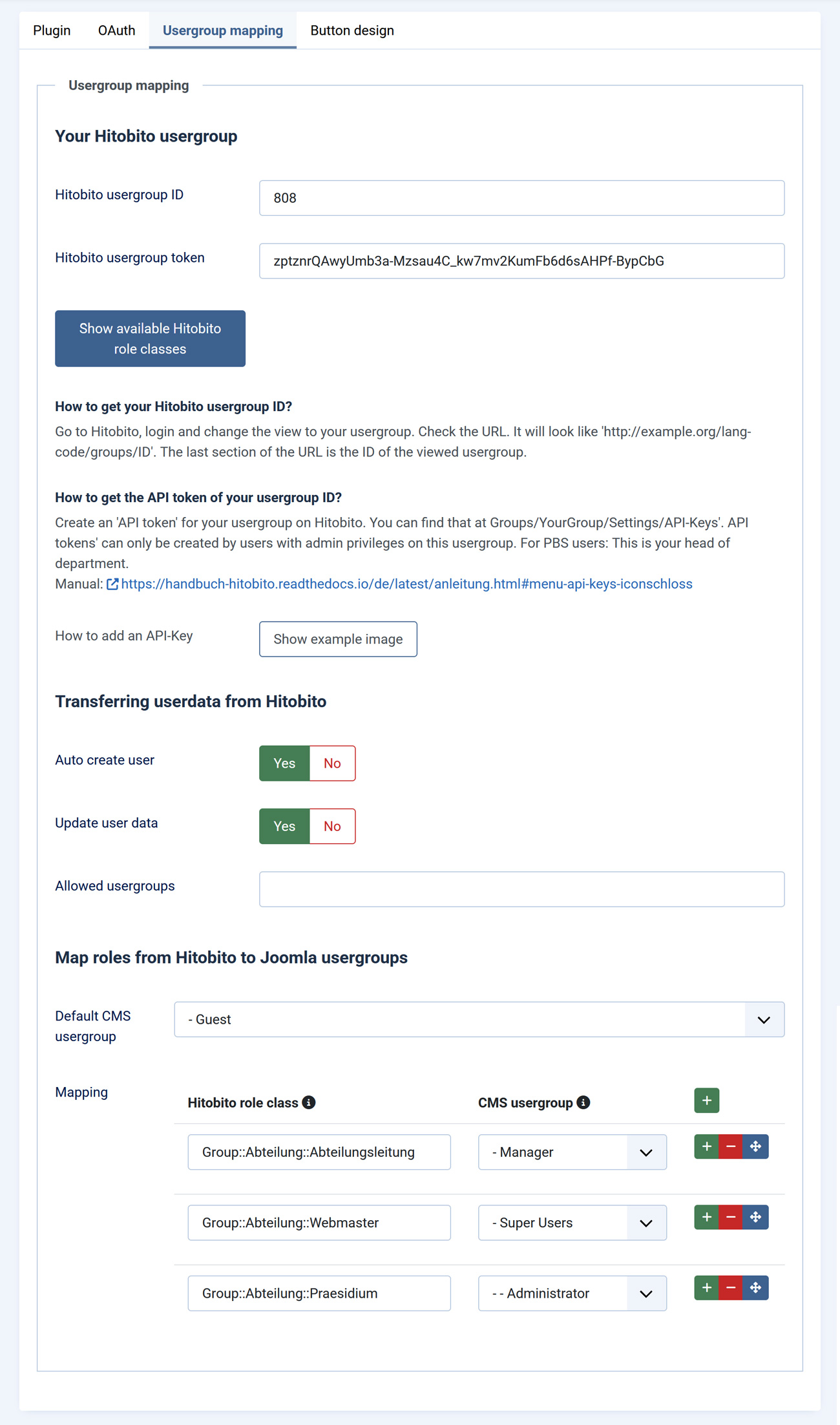 OAuth Einstellungen